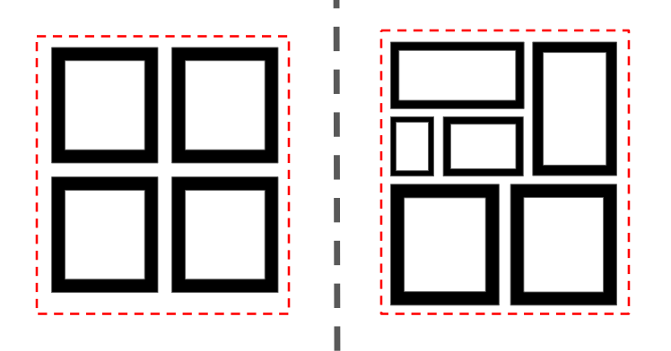 複数アートを飾るときには、外枠を図形にする意識をして飾ると良い。